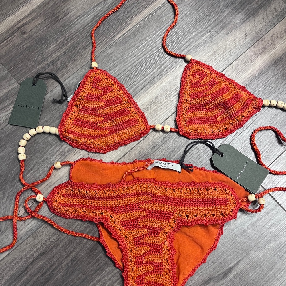 All Saints Summer Bikini Medium M Knitted Set Orange